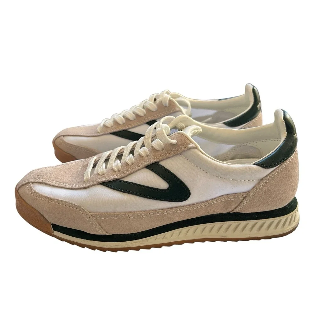 Tretorn Rawlins 2.0 Women Sneaker White Green Beige Suede Retro Casual Shoes 7.5